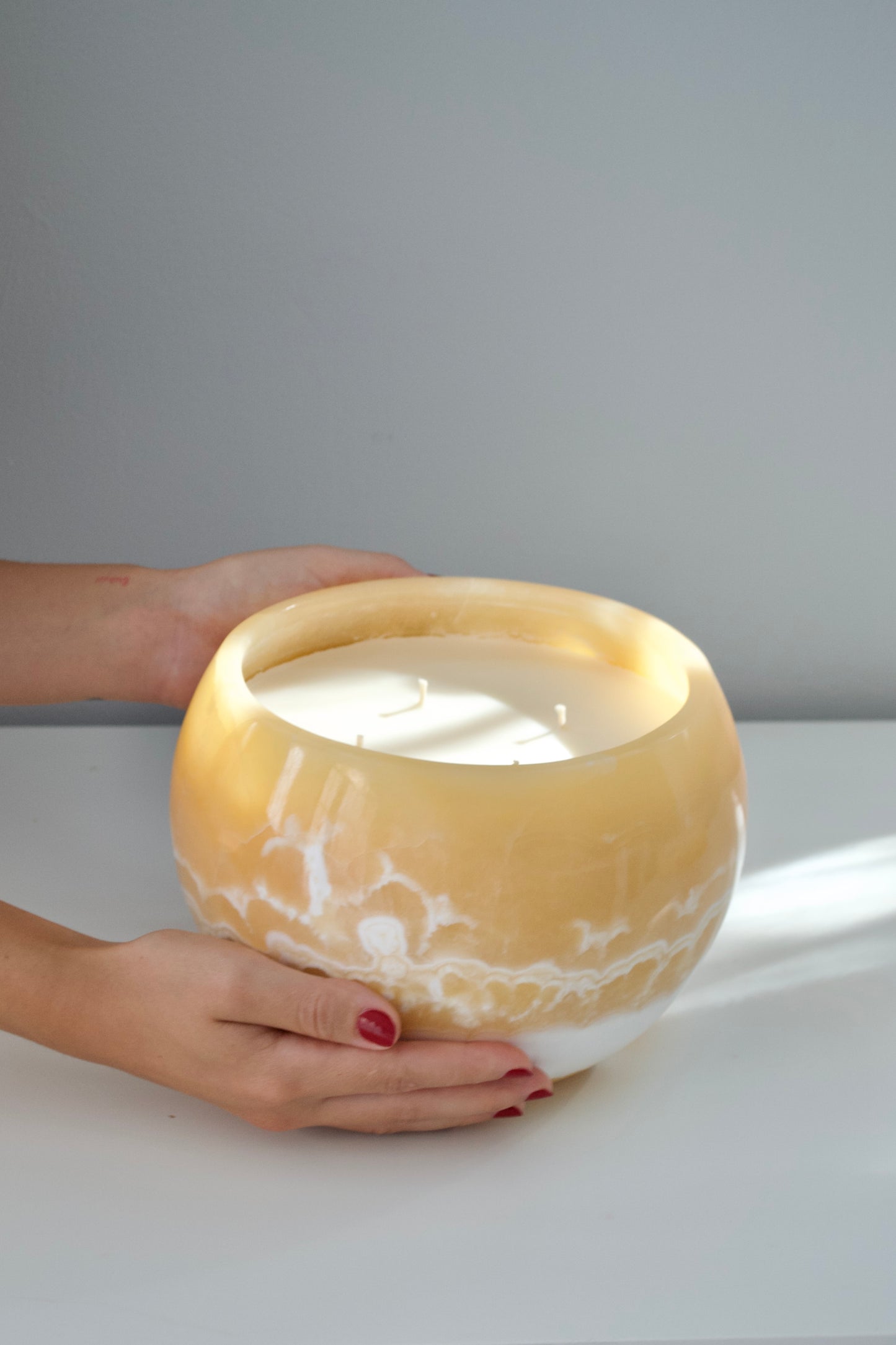 Majestic Alabaster Candle Bowl