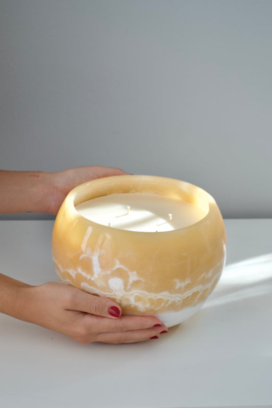 Majestic Alabaster Candle Bowl